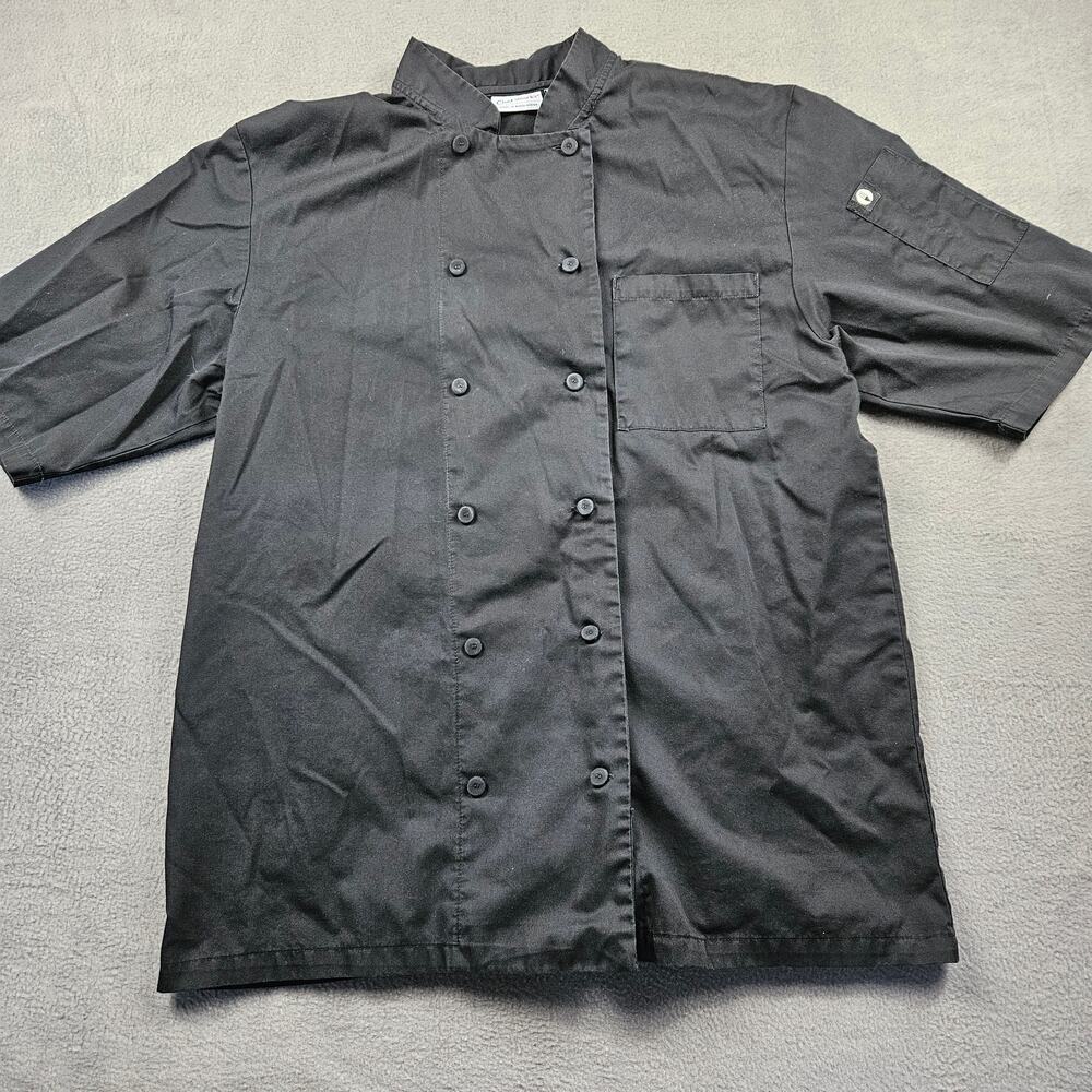 Chef Works Coat 12 Button Black Mens Large Short Sleeve